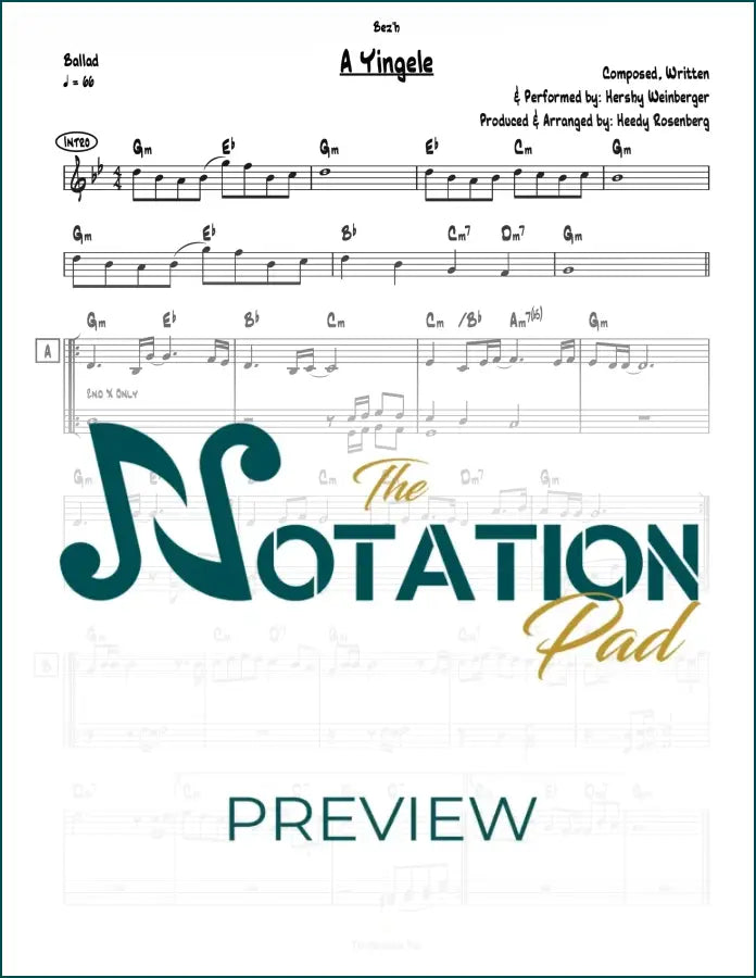 A Yingele - Hershy Weinberger 2-Liner Sheet Music