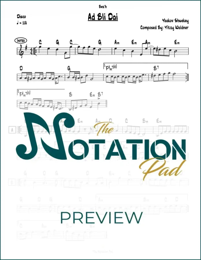 Ad Bli Dai - Shwekey Lead Sheet Sheet Music