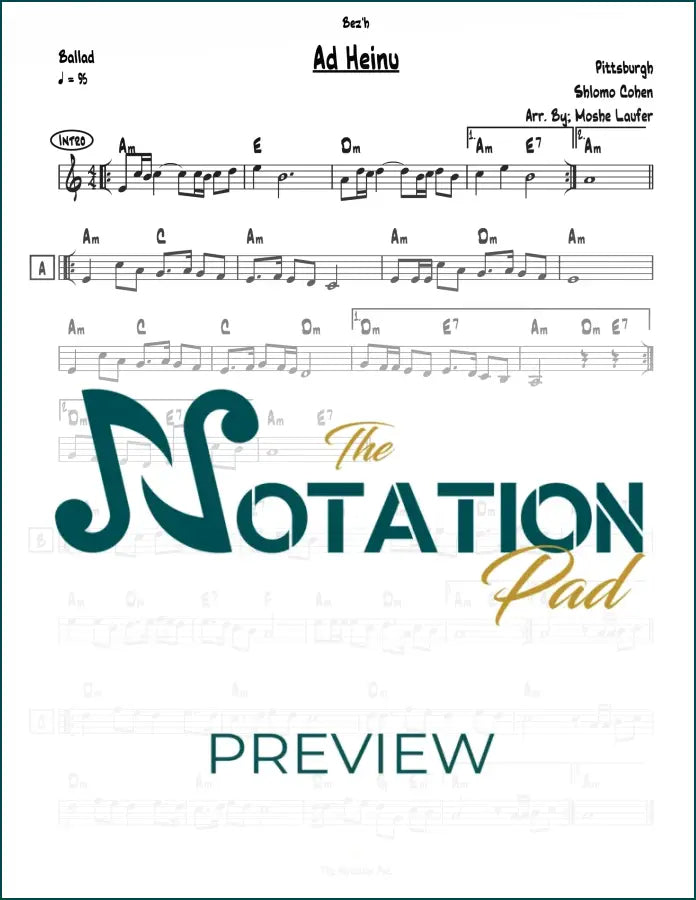 Ad Heinu - Pittsburgh Lead Sheet Sheet Music