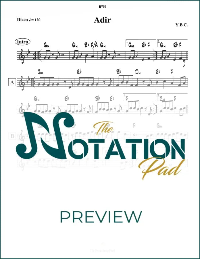 Adir - YBC - Lead Sheet - Sheet Music
