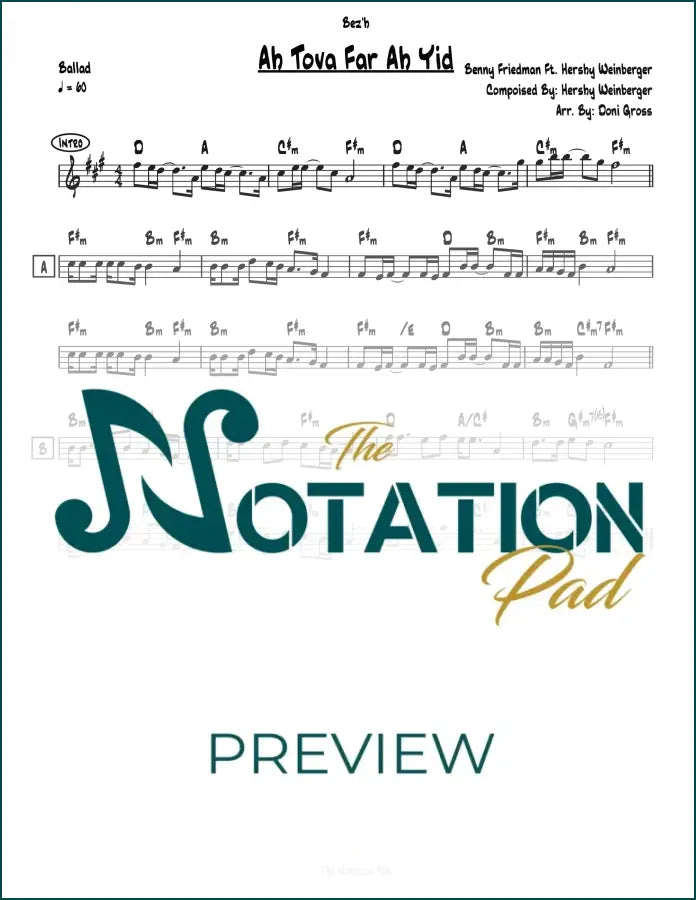 Ah Tova Far Ah Yid Benny Lead Sheet Sheet Music
