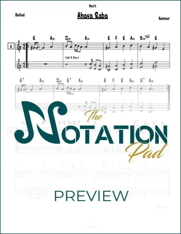 Ahava Raba - Satmar 2-Liner Sheet Music