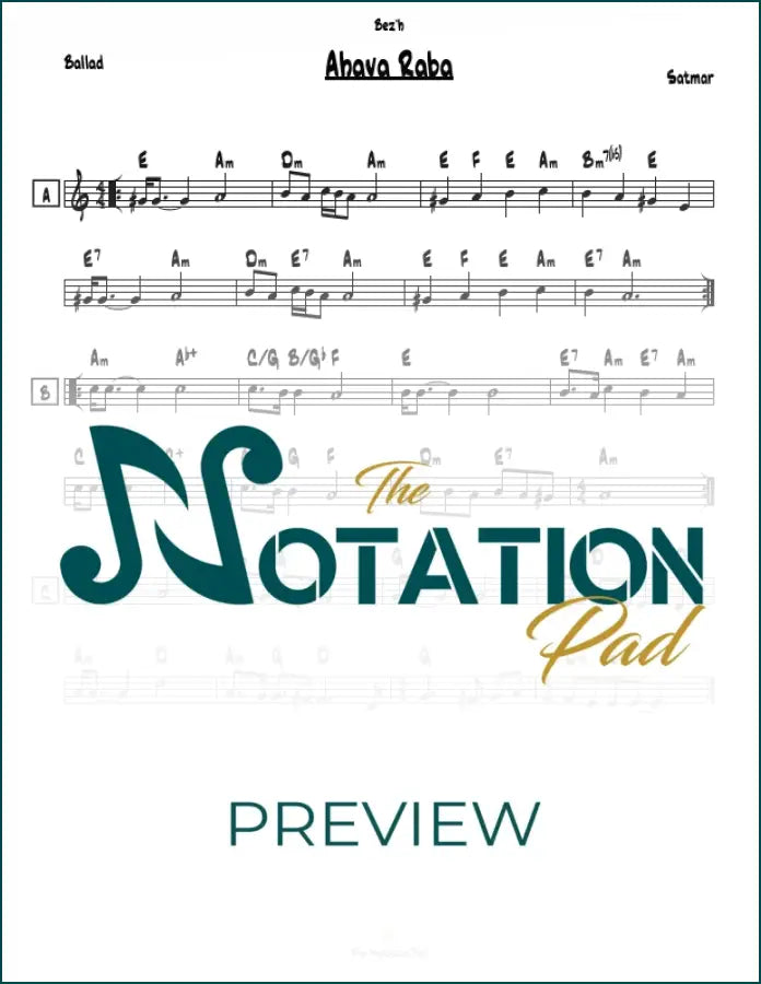 Ahava Raba - Satmar Lead Sheet Sheet Music