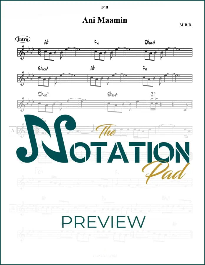 Ani Maamin 6/8 - MBD Lead Sheet Sheet Music