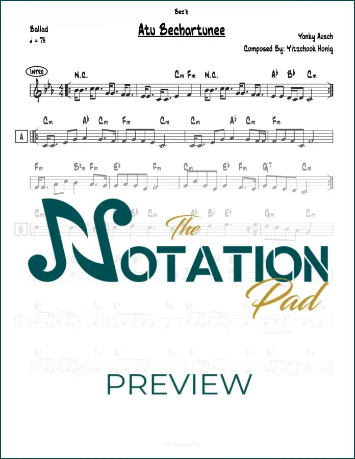 Atu Bechartuni - Yitzchok Honig Lead Sheet Sheet Music