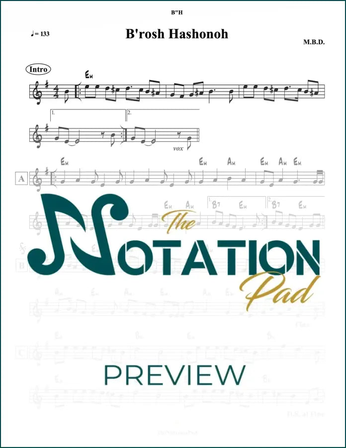 Berosh Hashonoh Lead Sheet Sheet Music