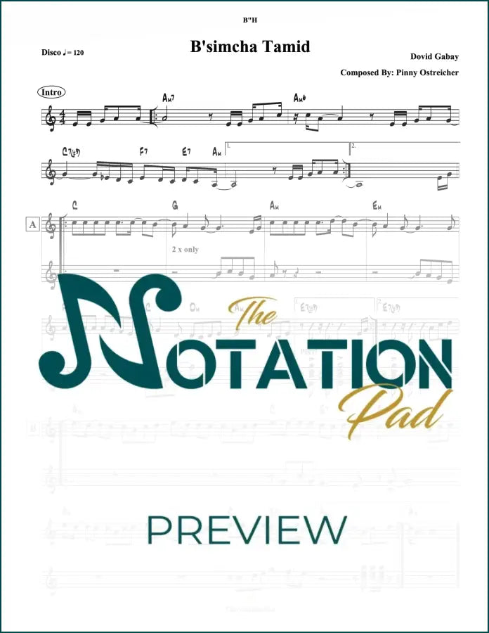 Besimcha Tamid - Gabay 2-Liner Sheet Music