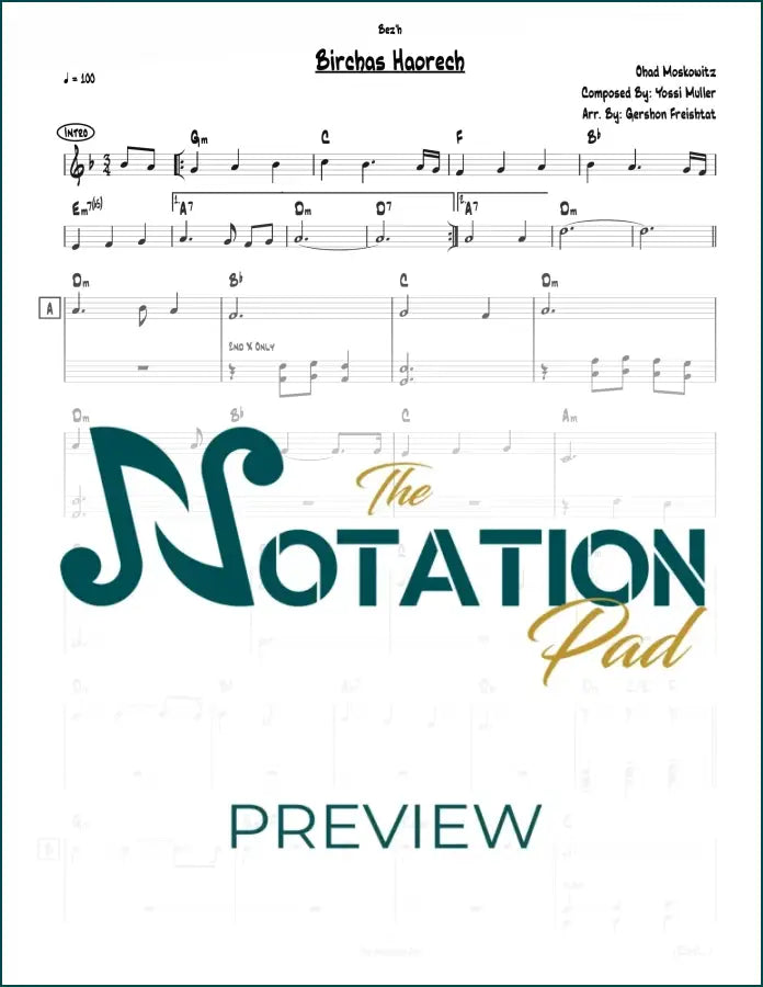 Birchas Haorech - Ohad - 2-Liner - Sheet Music
