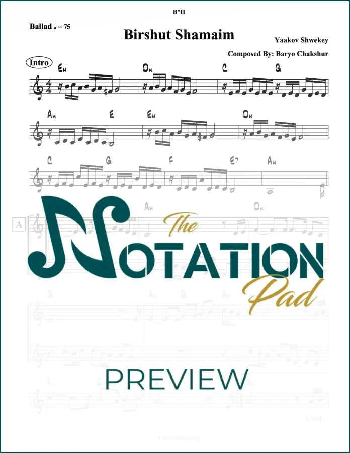 Birshus - Shwekey 2-Liner Sheet Music