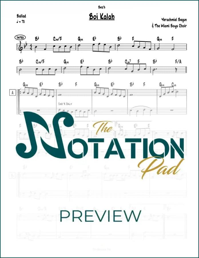 Boi Kallah 2-Liner Sheet Music