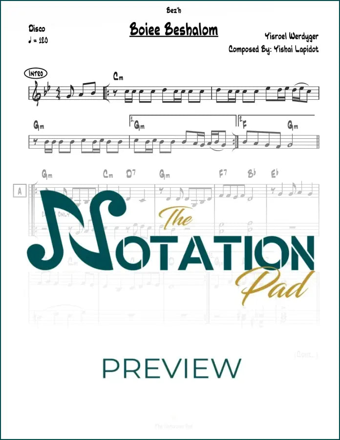 Boiee Beshalom 2-Liner Sheet Music