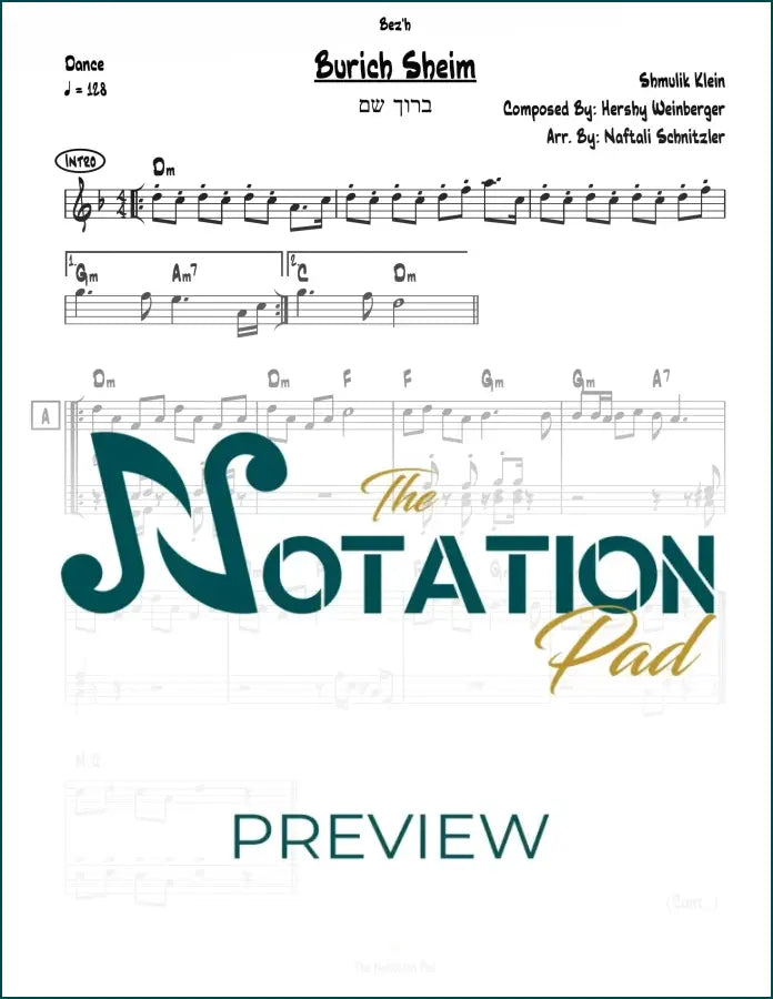 Burich Sheim - Shmulik Klein 2-Liner Sheet Music