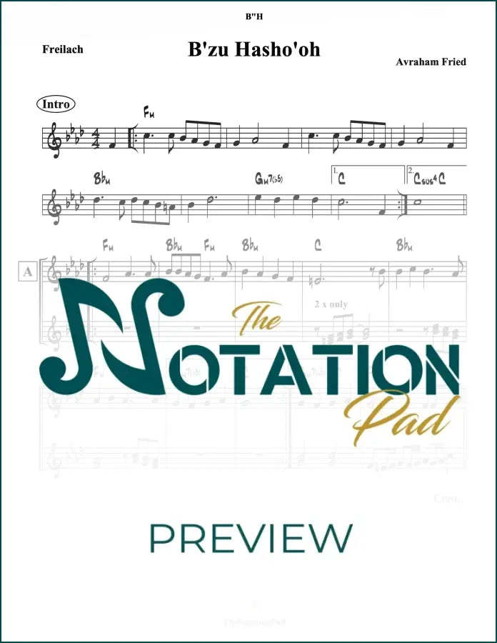 B’zu Hasho’oh - Fried - 2-Liner - Sheet Music