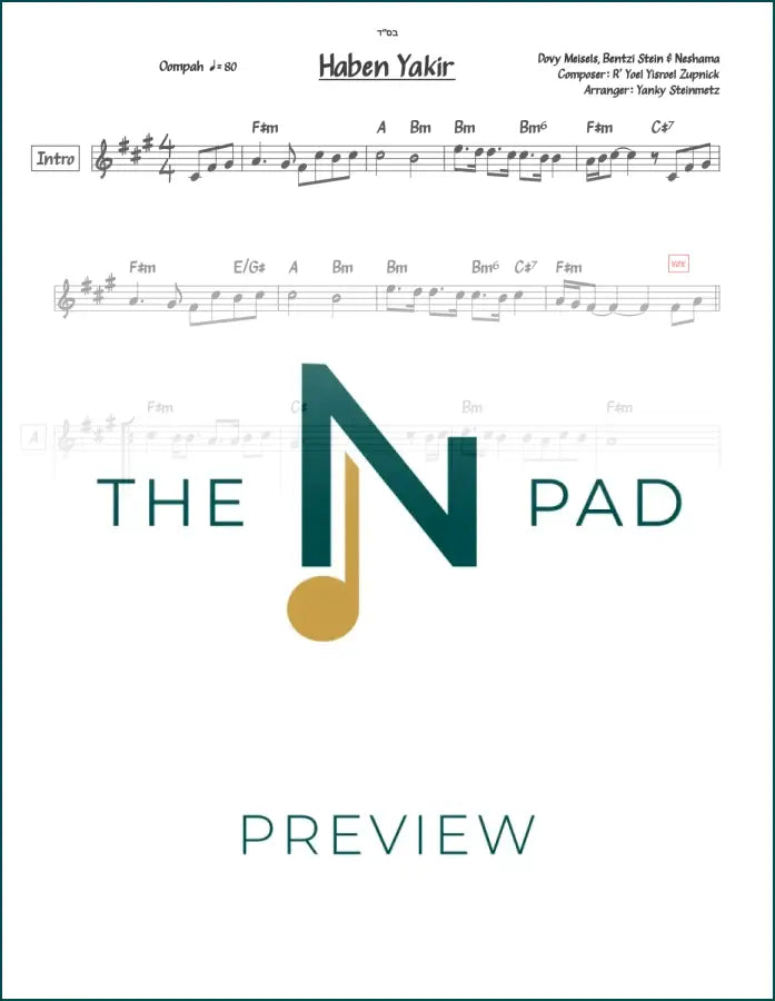 Haben Yakir - Dovy Meisels - 2-Liner - Sheet Music