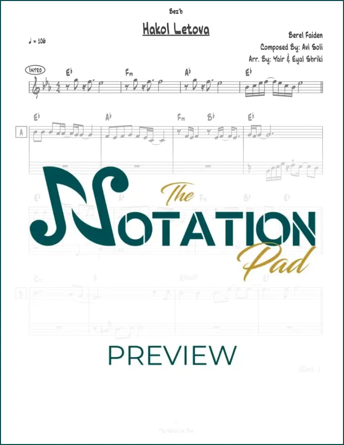 Hakol Letovah - Berel Faiden - 2-Liner - Sheet Music