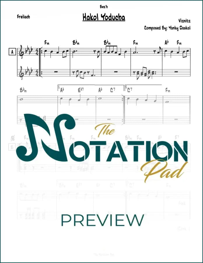 Hakol Yoducha - Viznitz 2-Liner Sheet Music
