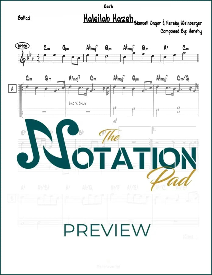 Haleilah Hazeh 2-Liner Sheet Music