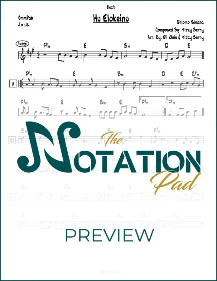 Hu Elokeinu - Shlomo Simcha - Lead Sheet - Sheet Music