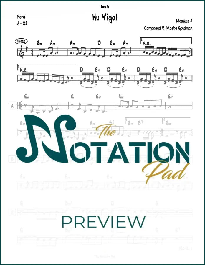 Hu Yigal Lead Sheet Sheet Music