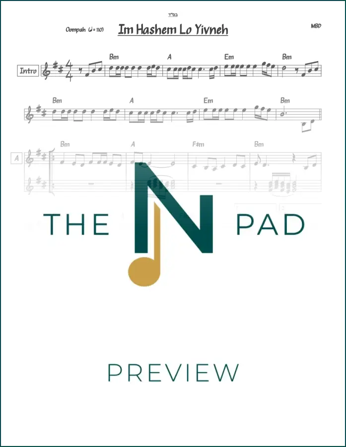 Im Hashem Lo Yivneh - MBD - 2-Liner - Sheet Music