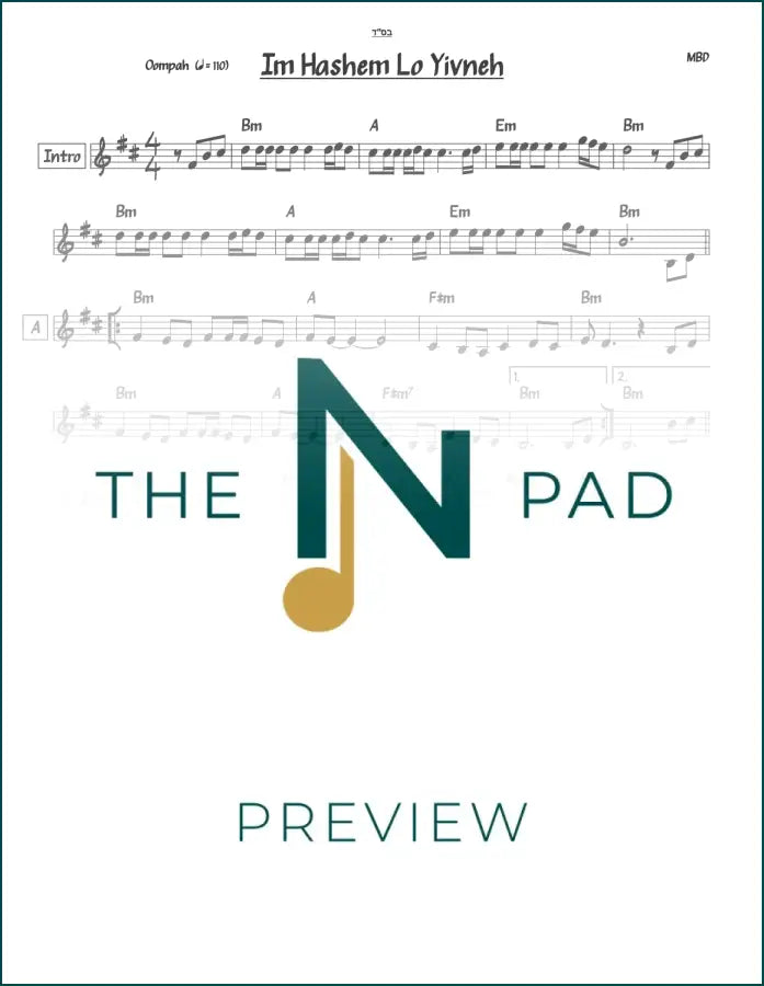 Im Hashem Lo Yivneh - MBD - Lead Sheet - Sheet Music