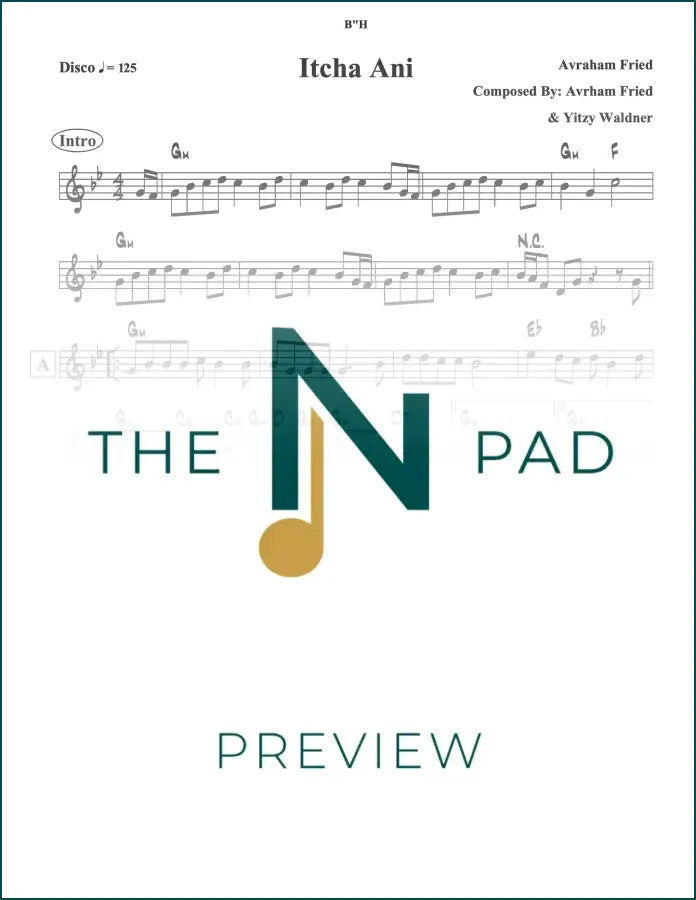 Sheet music for Itcha Ani - Fried by The Notation Pad, featuring lead sheet notation on a clean background.
