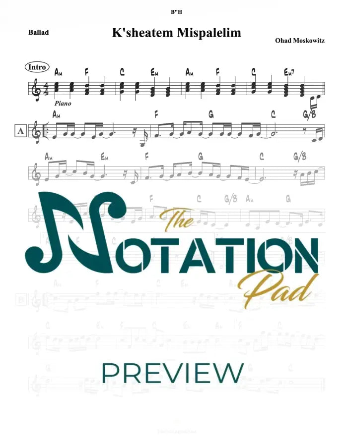 Kesheatem Mispalelim Lead Sheet Sheet Music