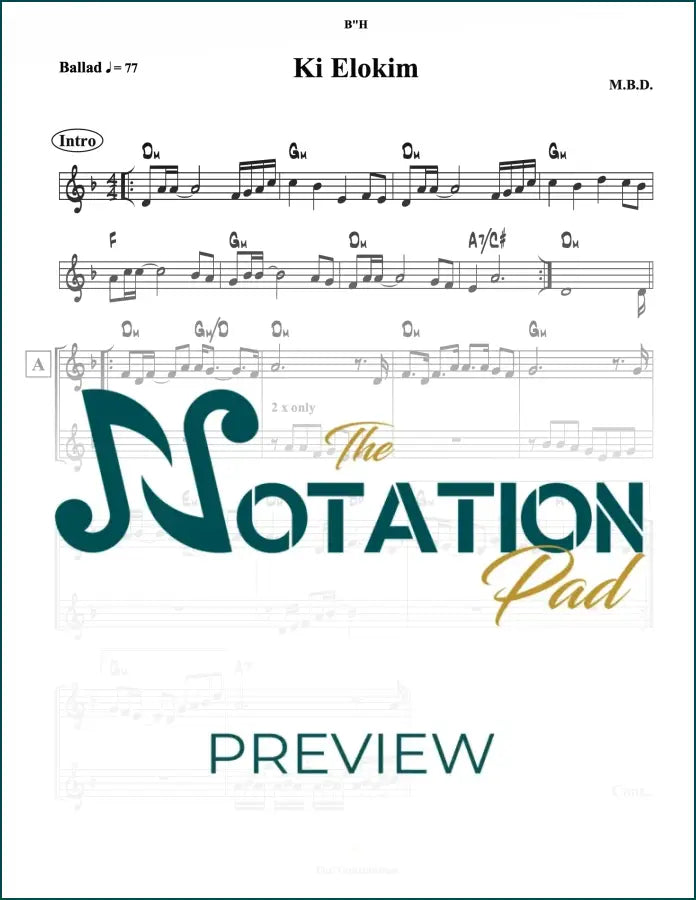 Ki Elokim 2 Liner Sheet Music