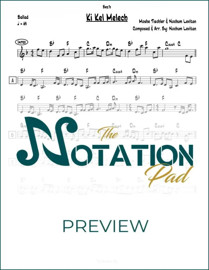 Ki Kel Melech - Tischler - Lead Sheet - Sheet Music