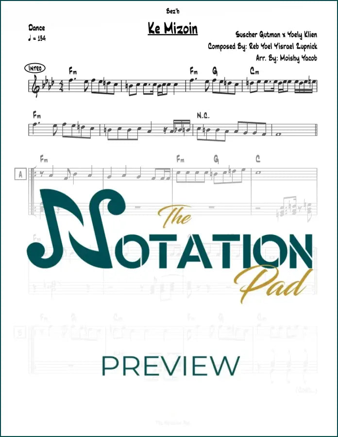 Ki Mitzioin - Suscher - 2-Liner - Sheet Music