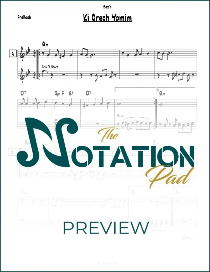 Ki Orech Yomim 2-Liner Sheet Music