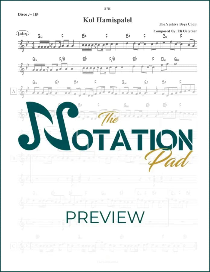 Kol Hamispalel - YBC - 2-Liner - Sheet Music