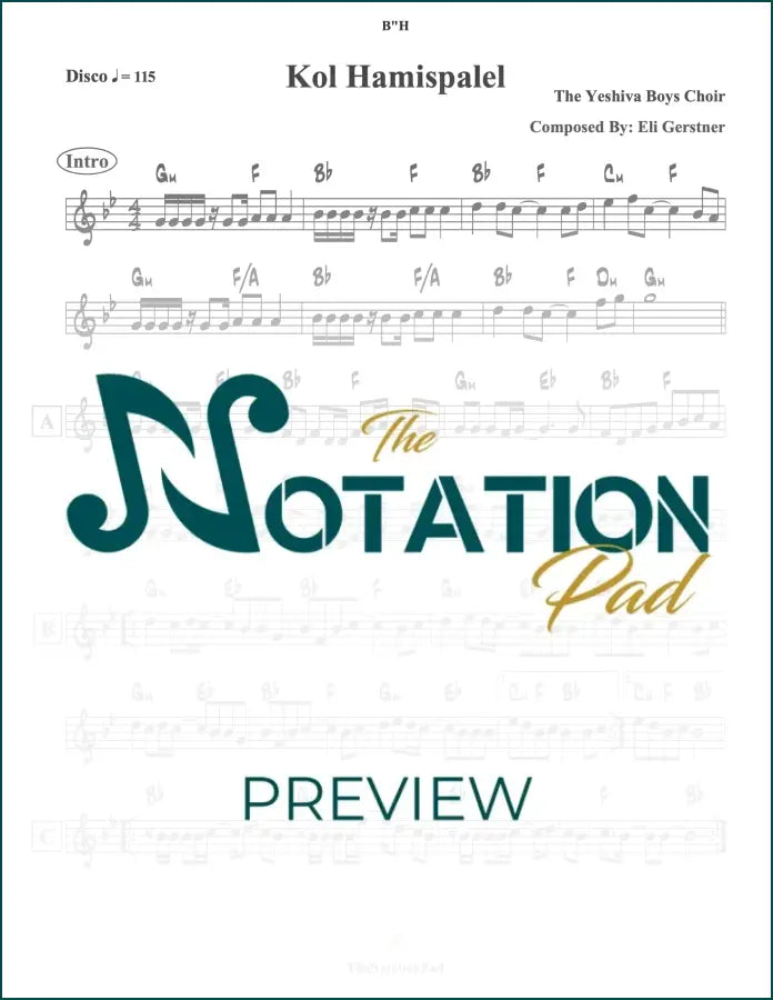 Kol Hamispalel - YBC - Lead Sheet - Sheet Music