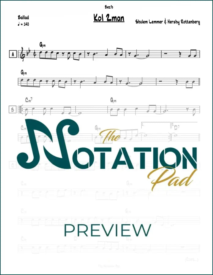 Kol Zman Lead Sheet Sheet Music