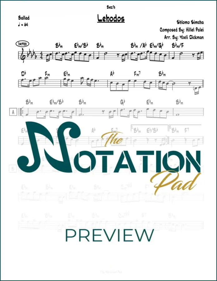 Lehodos - Shlomo Simcha - Lead Sheet - Sheet Music