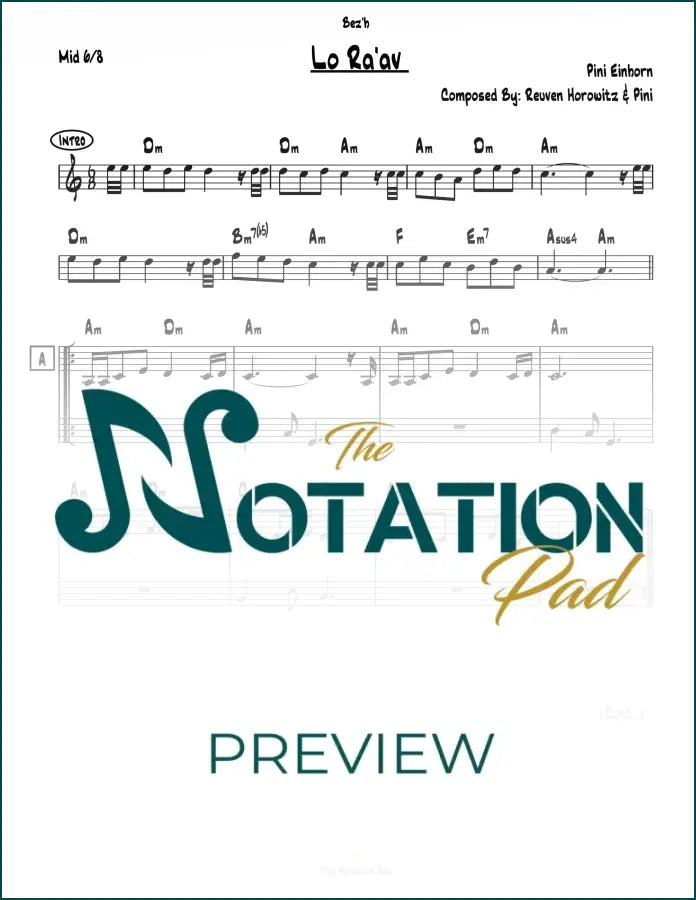 Lo Ra’av 2-Liner Sheet Music