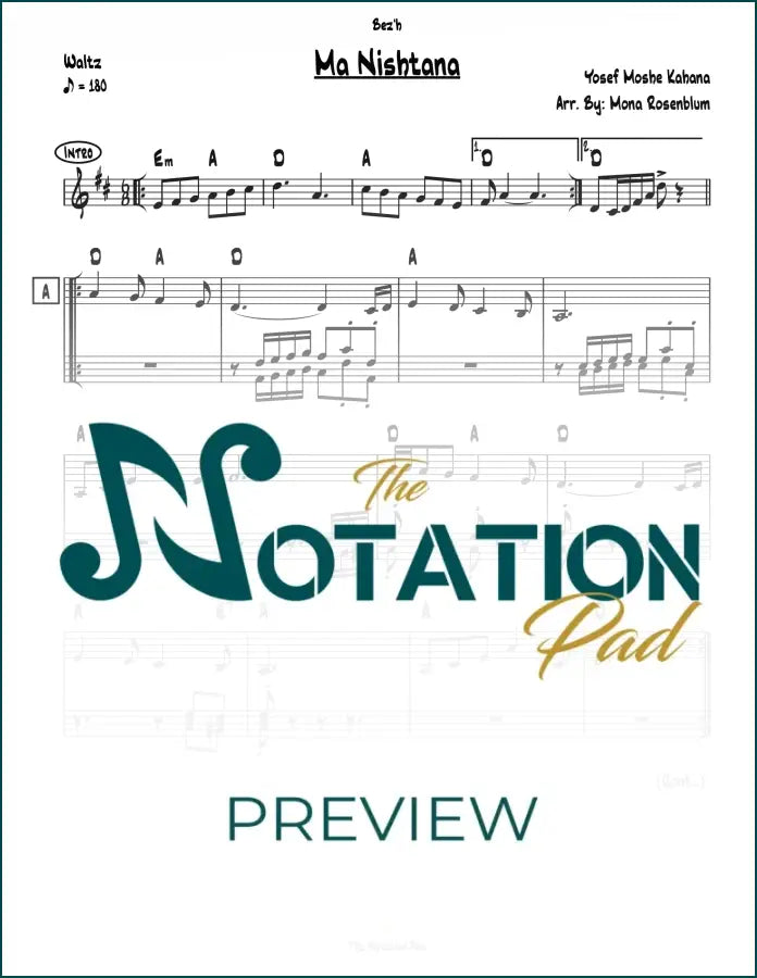 Ma Nishtana - Kahana 2-Liner Sheet Music