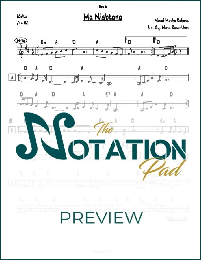 Ma Nishtana - Kahana Lead Sheet Sheet Music