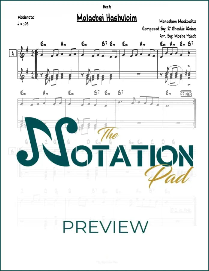 Malachei Hashuloim - Menachem Moskowitz - 2-Liner - Sheet Music