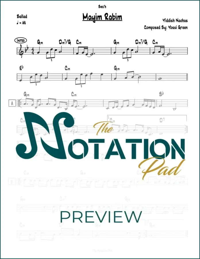 Mayim Rabim Yiddish Nachas Lead Sheet Sheet Music