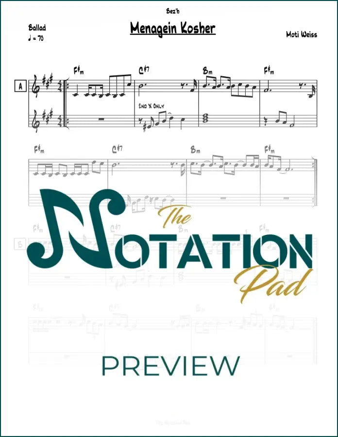 Menagein Kosher - Moti Weiss 2-Liner Sheet Music