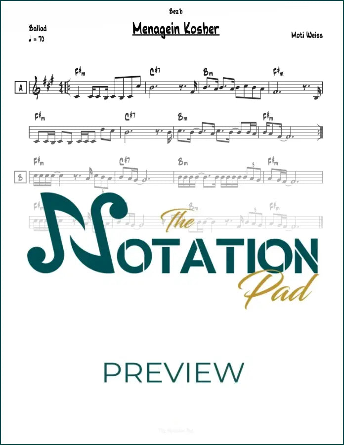 Menagein Kosher - Moti Weiss Lead Sheet Sheet Music