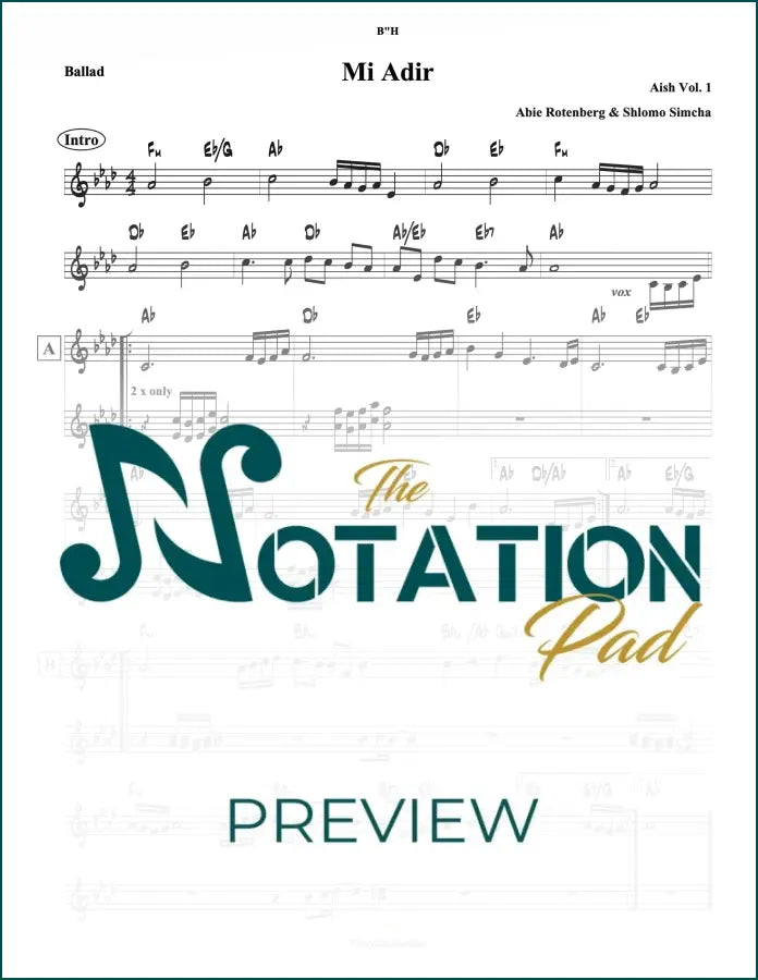 Mi Adir - Aish 2-Liner Sheet Music