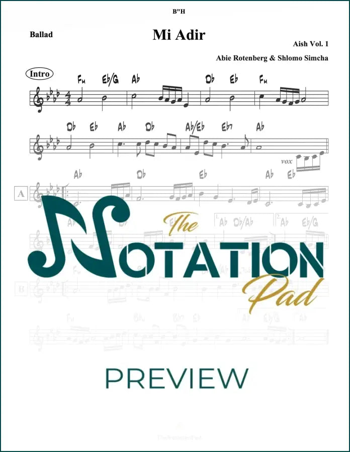 Mi Adir - Aish Lead Sheet Sheet Music