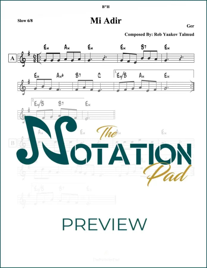 Mi Adir / Hayom Haras - Ger Lead Sheet Sheet Music