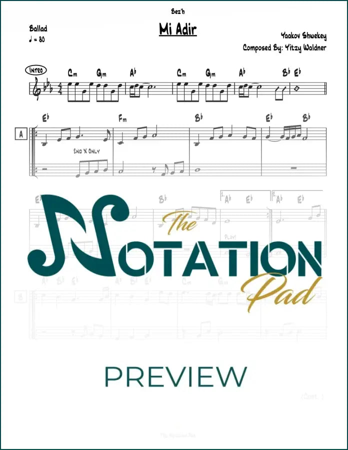 Mi Adir - Shwekey 2-Liner Sheet Music