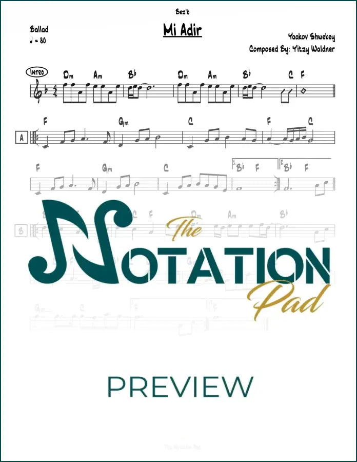 Mi Adir - Shwekey Lead Sheet Sheet Music