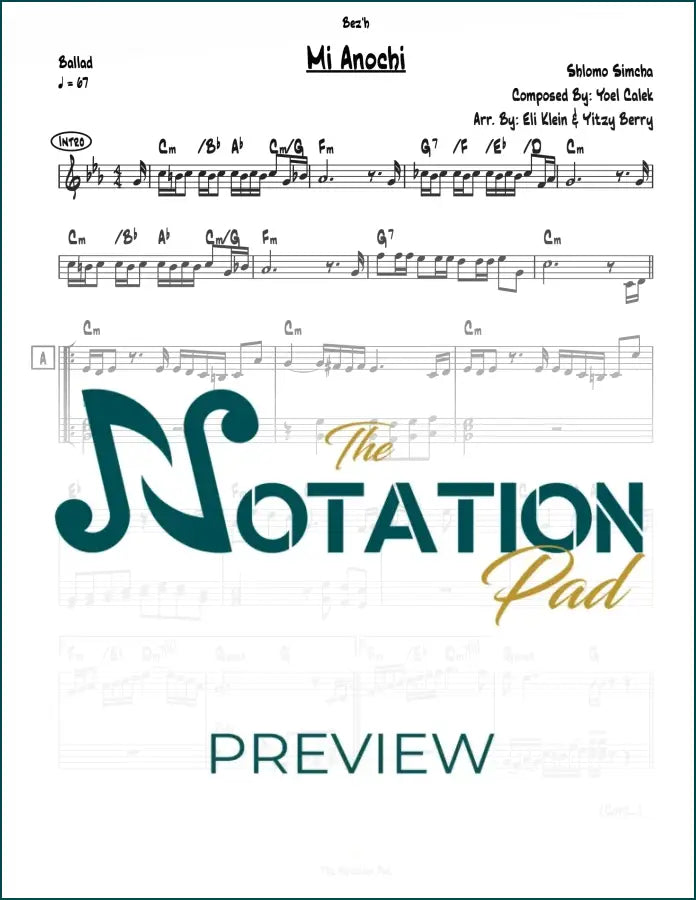 Mi Anochi - Shlomo SImcha 2-Liner Sheet Music