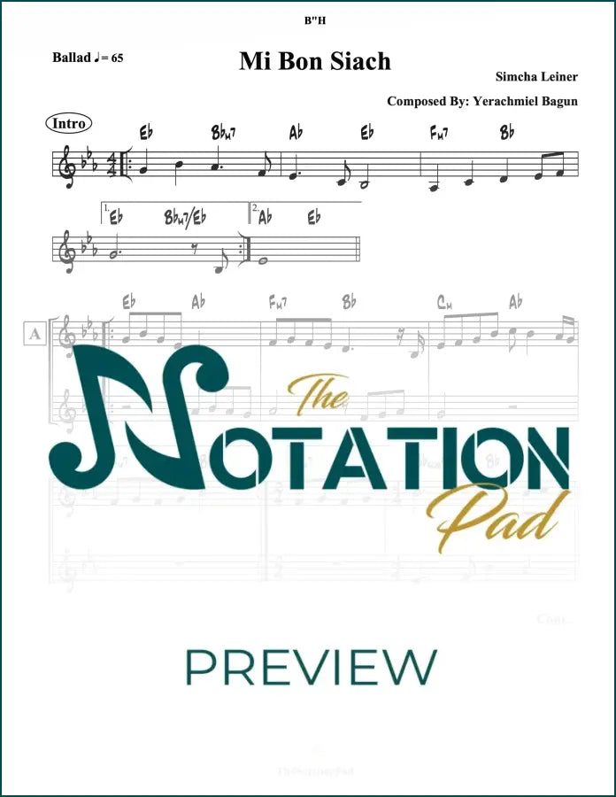 Mi Bon Siach - Leiner 2-Liner Sheet Music