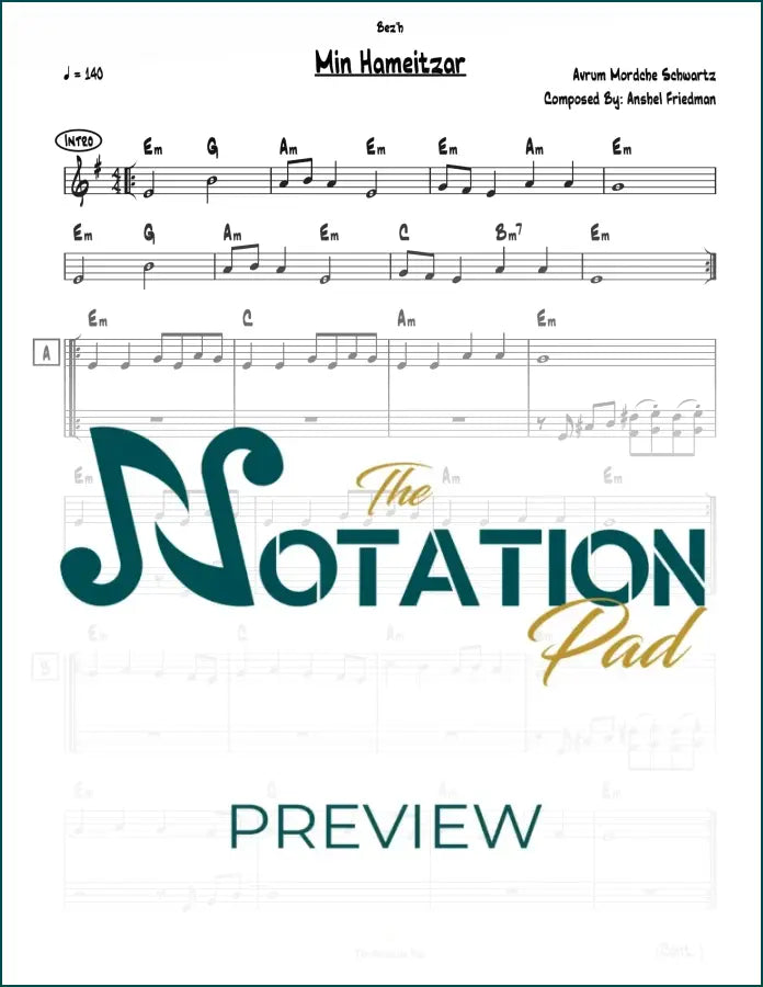 Min Hameitzar - Avrum Mordche 2-Liner Sheet Music
